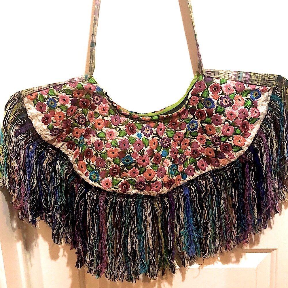 Upcycled Boho Shoulder Bag - Floral, O/S